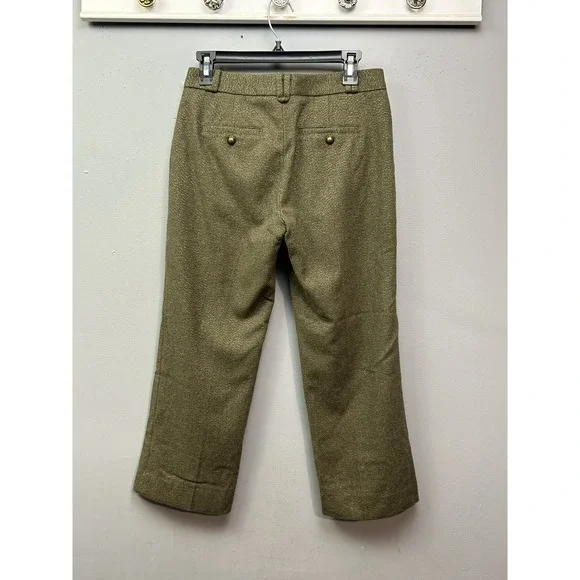 Banana Republic Pants Womens 0 Green Logan Fit Wool Blend Metallic Gold Dress - Picture 2 of 10